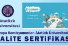 Avrupa Komisyonundan Atatürk Üniversitesine kalite sertifikası